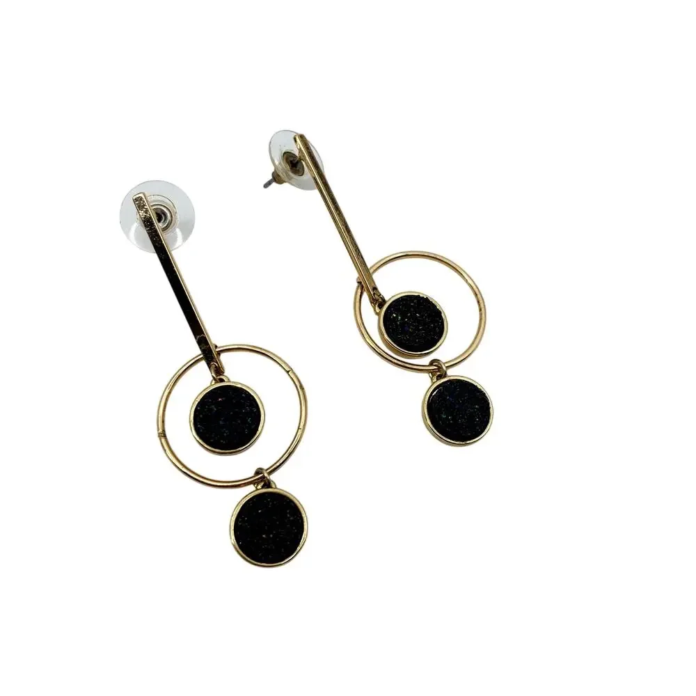 Druzy Dangle Gold Earrings